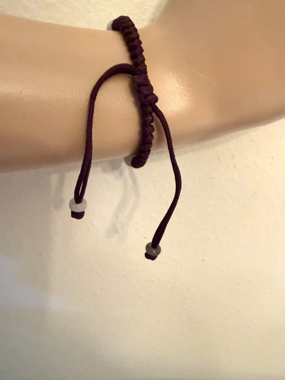 Vintage Handmade Jade Flower Macrame Bracelet Adjustable Artisan Natural Stone